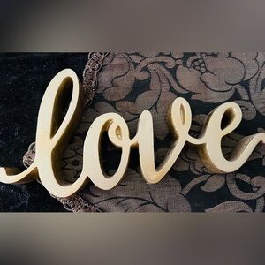 Love Cursive Script Metal Gold Home Decor